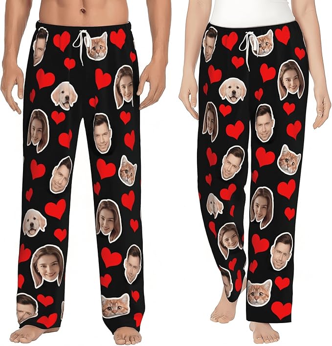 Personalized Pajamas Pants with Photo for Men Women, Custom Pajama Pants Anniversary, Mens Pajama Pants with Pockets