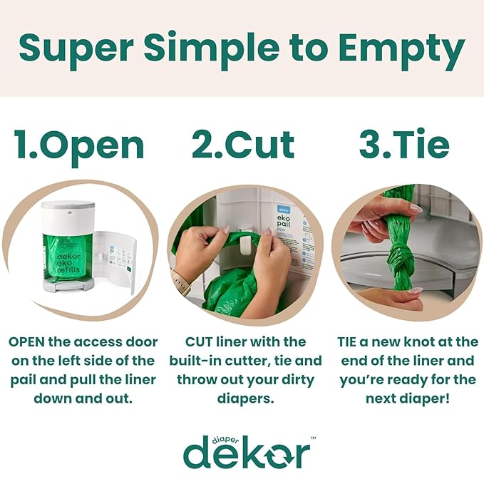 Diaper Dekor CLASSIC Diaper Pail Refills, Unscented, Exclusive End-of-Liner Marking, Thick Quick & Easy to Replace, Most Economical Refill System for Original and Eko Style Pails,(Pack of 24)