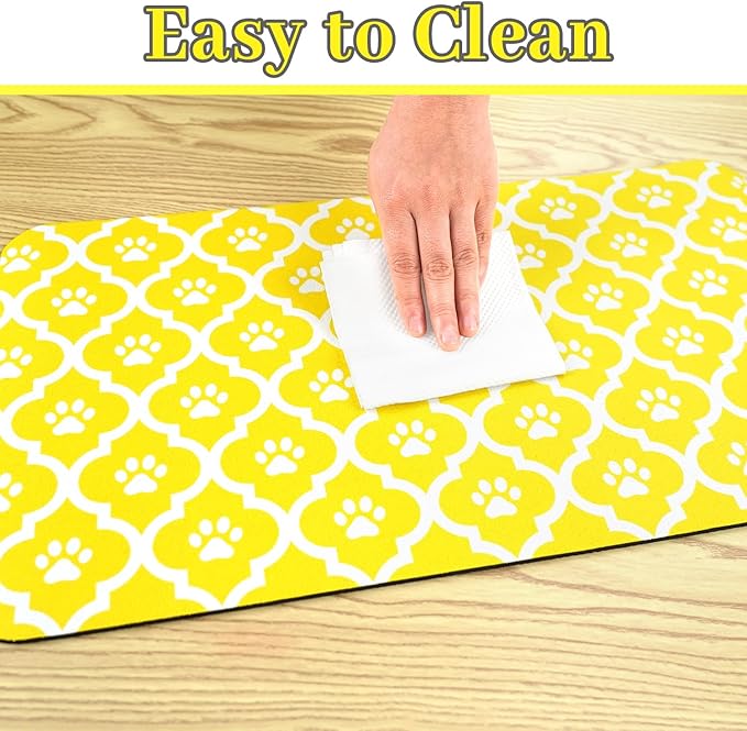 Dog Food Mat 17X30 Inch Pet Feeding Absorbent Mats for Floor Cat Water Bowl Placemats Non-Slip Washable Dog Mat for Food and Water