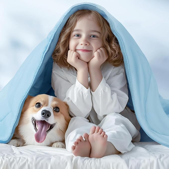 Luciphia Premium Cooling Dog Blanket for Small Medium Dogs Q-max>0.4 Washable Self-Cooling Cat Pet Mat Puppy Breathble Calming Throw for Beds Couches (Blue,40x60 inches)