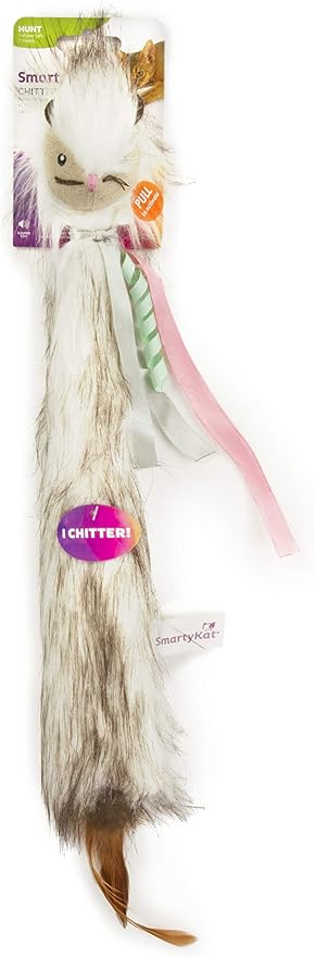 SmartyKat Chitter Critter Squirrel Electronic Sound Plush Kicker Cat Toy, Battery Powered - Gray, One Size