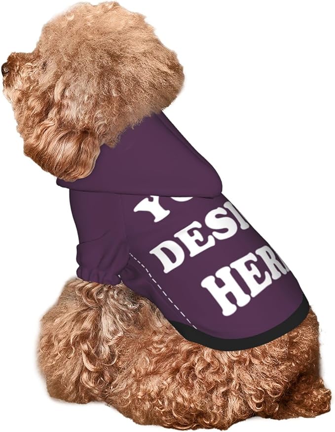 Personalized Chihuahua Dog Hoodie, Custom Pet Warm Sweatshirt Costume with Name Number Photo, Customize ID Clothes for Pupppy Kitten Dogs Cats, PlumPurple, M