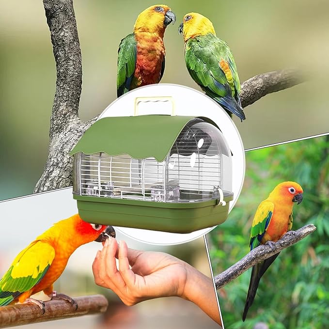 Transparent Small Bird - Travel Carrier Full View, Cockatiel Parakeet Conure, Indoor Outdoor Balcony Use, Living Room Park Accessory, Canary Lovebird Portable Home, Bird Travel for