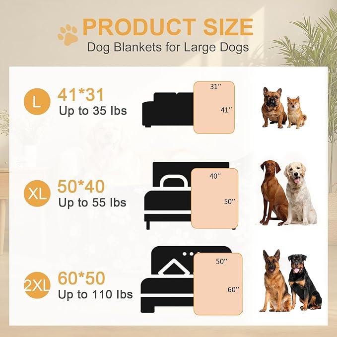 Dog Blanket, Soft Fleece Dog Blankets for Medium Large Dogs, Fluffy Flannel Pet Cat Puppy Blanket Cover for Bed Couch, Cute Paw Print Throw Blanket for Dogs, Brown, 60"X50"