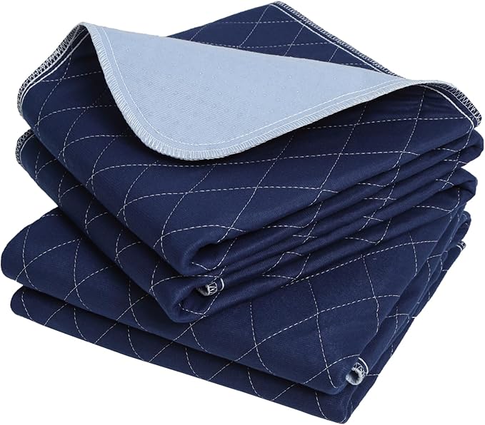 OUTCREATOR® Washable Bed Pads 34" x 56" (Pack of 2), Incontinence Mattress Protector, Anti-Slip Waterproof Underpads for Adults Kids Elderly Pets, Absorbency & Reusable Bedwetting Pads (Dark Blue)