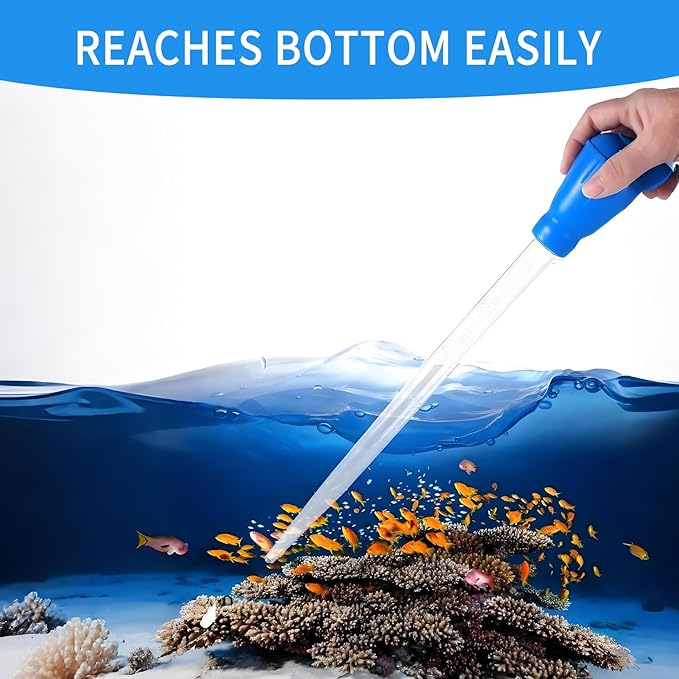 2 Pieces Long Pipette for Fish Tank Coral Food Feeder Long Syringe Reef Coral Food Spot Feeder Tube for Reef Aquatic Plant Spider Snake Lizard
