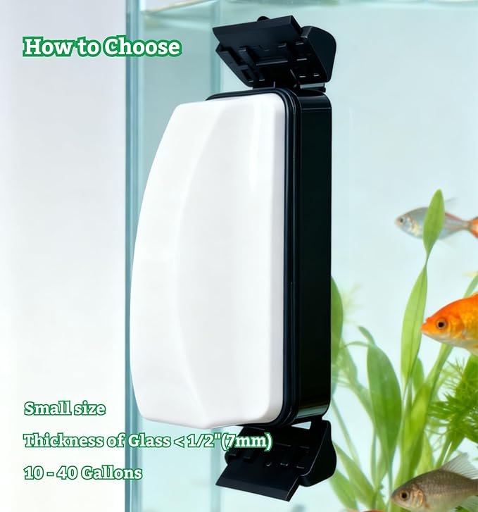 Aquarium Magnetic Tank Cleaner,Tool Brush for Aquarium,Effective Clean Buildups on The Glass,2 Scrapers,Self-Floating,Scratch Free,Nonslip,Strong Magnetic,DeeKleen Fish Tank Accessories(Small)