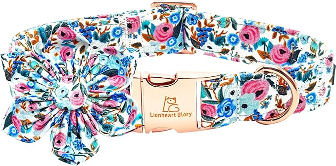 Lionheart Glory Floral Dog Collar - Soft, Durable & Adjustable for Large Dogs