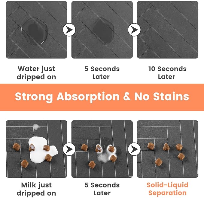 Pet Feeding Mat-Absorbent Pet Placemat for Food and Water Bowl, with Waterproof Rubber Backing, Quick Dry Water Dispenser Mat for Dog and Cat (24"x16", Christmas)