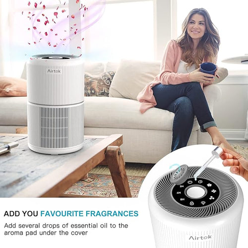 2 Pack Air Purifier for Home Bedroom with H13 True HEPA Filter for Smoke, Smokers, Dust, Odors, Pollen, Pet Dander | Quiet 99.9% Removal to 0.1 Microns | White Available for California