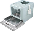 Enclosed Cat Litter Box with Lid Top Exit Covered Metal Stainless Steel Litter Box Leak Proof & Odorless Easy to Clean Including Cat Litter Scoop and Litter Mat