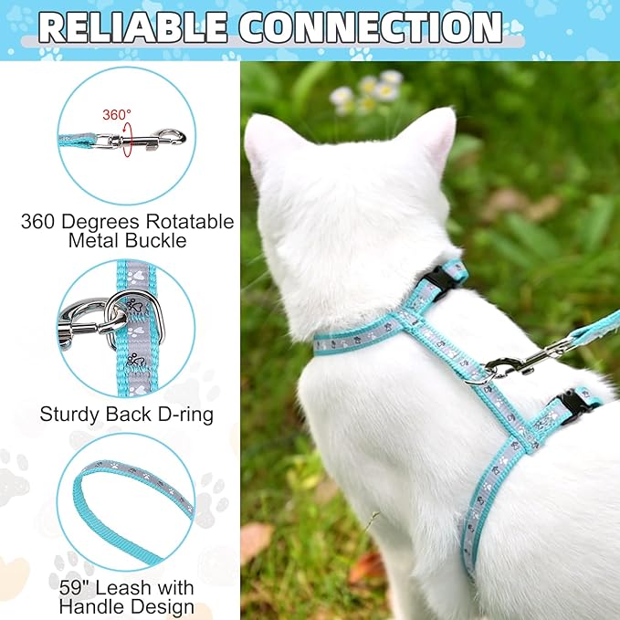 KOOLTAIL Cat Harness and Leash Set, Escape Proof Adjustable Kitten Harness for Walking Travel, Safe & Easy Control Outdoor, Lightweight Soft Pet Harness for Small Medium Large Cats, Green
