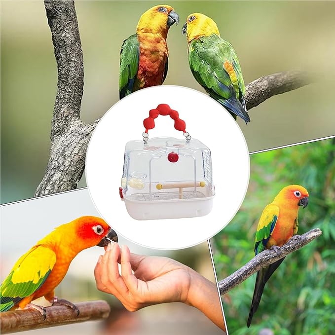 Bird Travel Carrier, Transparent Bird Carry Bag, Lightweight Sturdy Travel Tote, Breathable Mesh Design Feature, Comfortable Secure Strap Function, Avian Transport Accessory, Parakeet Cockatiel Use