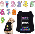 Custom Dog Birthday Shirt,Personalized Pet Apparel Print with Name Age Number,Pet Birthday Outfit,Lightweight Breathable Cotton Vest for Small Medium Large Dogs Cat (Black, Small)