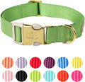 Nylon Dog Collar - Adjustable Green Soft Webbing Dog Collars for Small Medium Large Dogs Boy Girl Puppy Collar with Safety Metal Buckle S