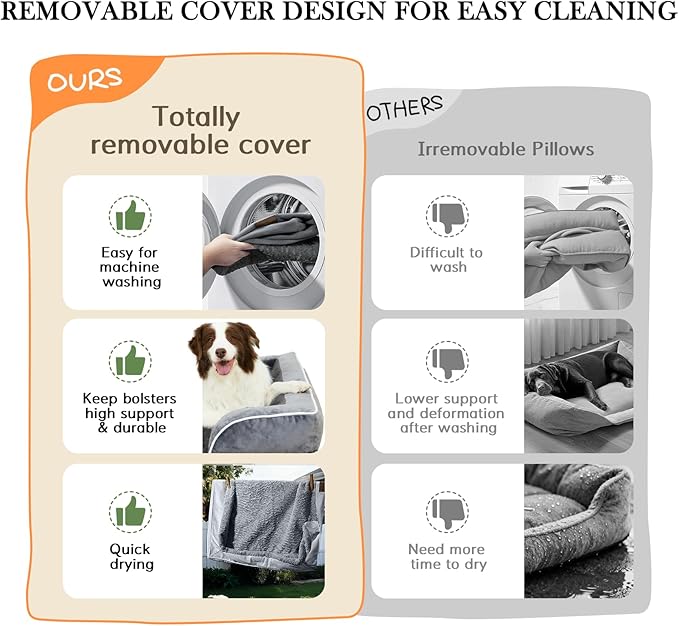 Comfort Expression Orthopedic Dog Bed for Extra Large Dogs 45x35 Inch, Waterproof Supportive Egg Crate Foam XL Pet Bed with Removable Bolsters, Dog Couch with Washable Cover & Non-Slip Bottom, Emerald