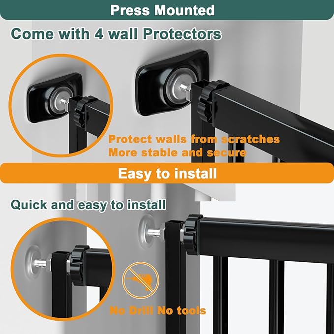 40.55" Tall, 61.61-69.48 Inch Wide, 1.37" Ultra Narrow Spacing Dog Pet Baby Gate Indoor for Doorway Hallway, Pressure Mounted 62 63 64 65 66 67 68 69 Inches Wide Black