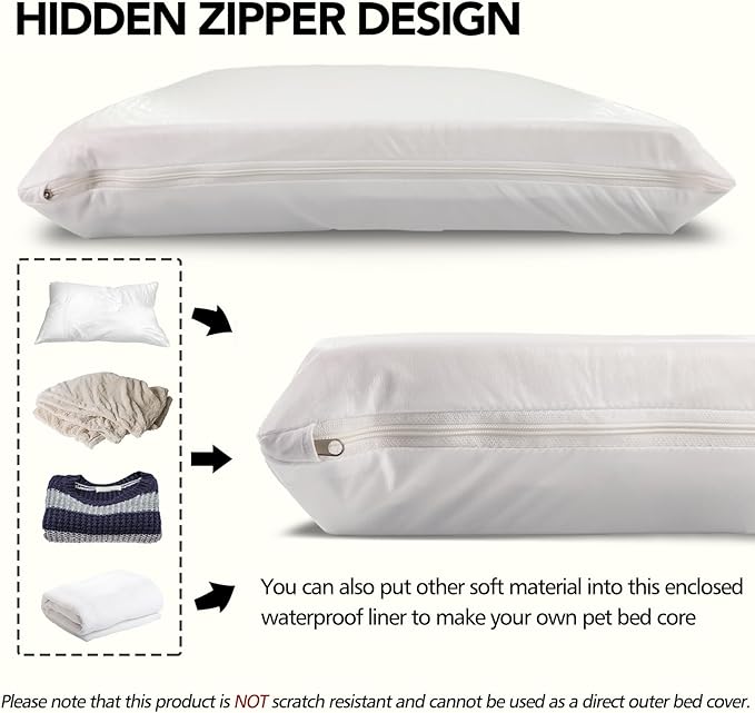 Waterproof Dog Bed Liner, Washable Replacement Cover Reusable Pet Pee Water Resistant Proof with Zipper, Liner Only 36x27 inch