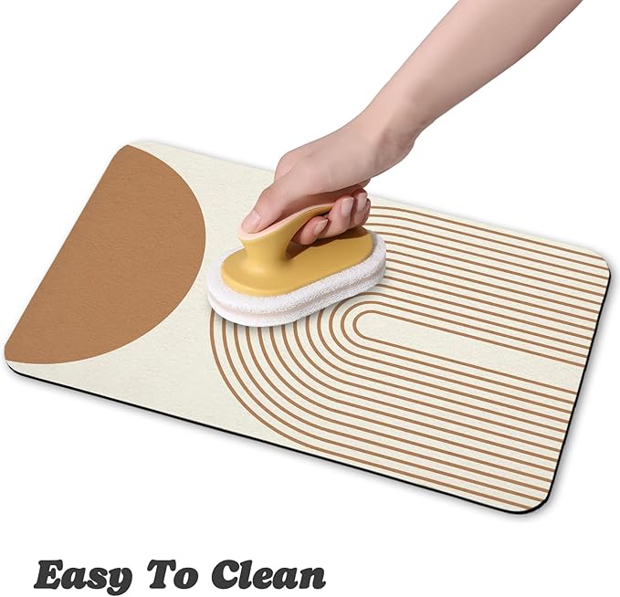 Dog Food Mats for Floors Waterproof, Cat Water Bowl Mats Pet Feeding Absorbent Mat Placemats for Food and Water Beige Bohemia 12 * 20 inch