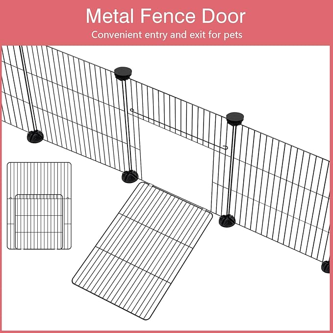 12 Panels Small Animal Playpen, 48" x 24" x 16" Pet Playpen with Waterproof Mat, C&C Cage for Guinea Pigs, Puppy Play Pen, Bunny Playpen, Indoor Outdoor Portable Metal Wire Yard Fence