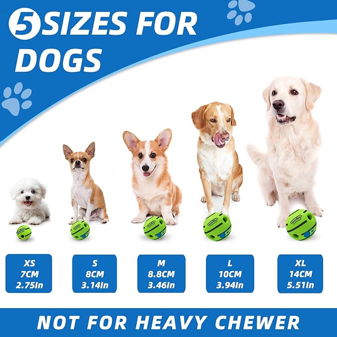 Dog Toys Ball, Interactive Dog Ball, Shaking with Gibbering Sound, for Training & Herding, S, 3.14 in (8 cm)