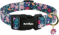 Dog Collar for Large Dogs, Spring Dark Green Dog Collars with Flowers Pattern, Adjustable Cotton Dog Collars, Cute Girl or Boy Dog Collar Ideal for Gifts,Pet Accessory