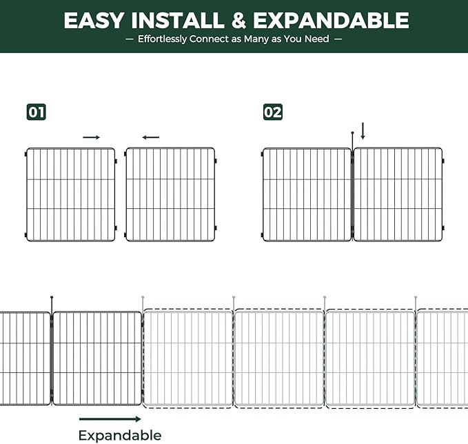 FXW MiniPaws Unleashed Dog Playpen, Expandable & Portable Design for Yard, RV Camping and Indoor Use, for Small and Medium Dogs, 32-inch 32 Panels