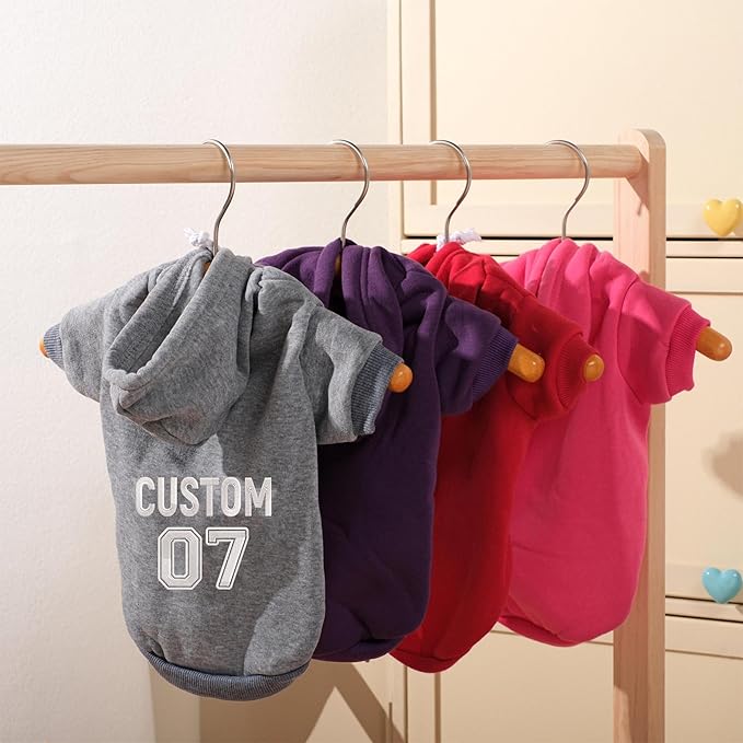 Personalized Name Dog Hoodie, Embroidered Hoodies Pets Name, Custom Pet Memorial, Bright Puppy Sweatshirt, Customized Pet Clothes Warm Winter Outfit for Dogs, Gift for Dog Lovers Style 3