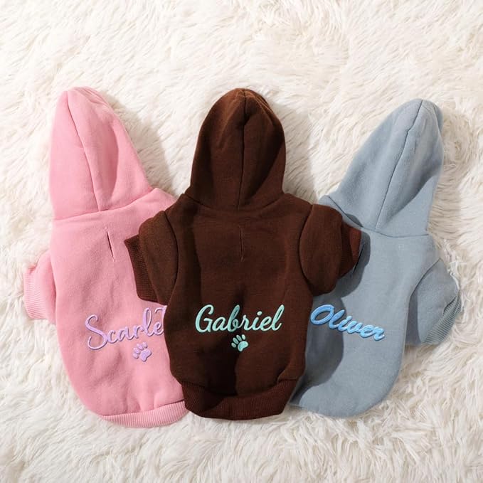 Godmerch Custom Embroidered Dog Hoodie, Embroidery Dog Sweaters for Small Dogs, Add Your Own Text, Customized Pet Clothes, Pet Mom Lovers Gifts