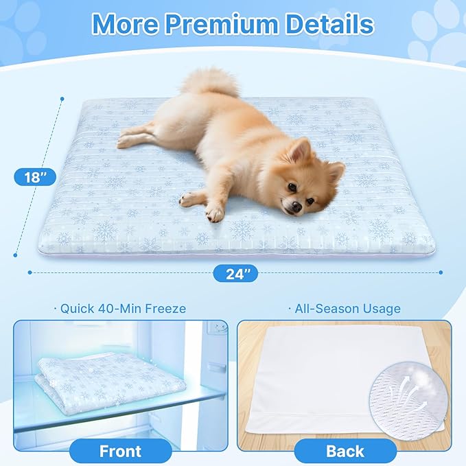 Atsuwell Dog Cooling Mat for Medium Dogs, 2" Thickened Foam Cooling Pad for Dogs with Gel Layer & Waterproof Cover, Orthopedic Joint Support Cool Dog Bed for Summer Relief