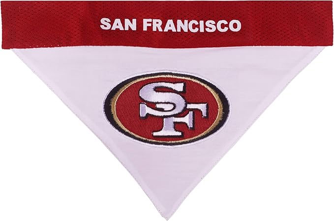 Pets First NFL DOG BANDANA - SAN FRANCISCO 49ERS REVERSIBLE PET BANDANA. 2 Sided Sports Bandana with a PREMIUM Embroidery TEAM LOGO, Large/X-Large. - 2 Sizes & 32 NFL Teams available