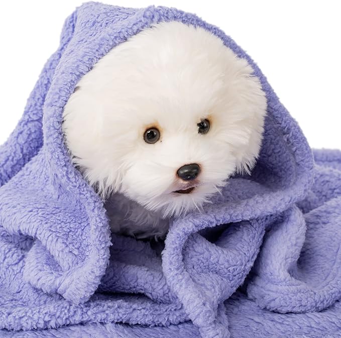 3 Blankets, Dog Cat Pet Blanket, Soft Warm Fleece, for Puppy, Small Dogs or Kitten, Cats, Plush Fuzzy Blanket for Bed, Sofa, Travel (32" x 24", 3/Pack, Lavender+Pink+Dark Pink)