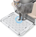 Large Cat Litter Box Step Mat, 16.5"x11.2" Cat Ramp Stairs, Cat Litter Catcher for Self-Cleaning Litter Box, Cats Pedal Step Stool Ideal for Kitten & Older Cats (White)