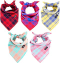 Dog Bandanas XLarge-5PCS Birthday Gift Puppy Bandana Vibrant Color Plaid Printing Adjustable Scarf Bib Handkerchief Accessories for Large Dog Pet