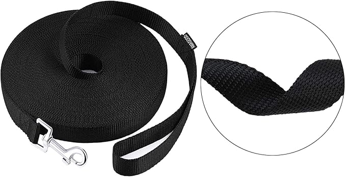 AMAGOOD Dog Leashes Heavy Duty 15ft 20ft 30ft 50ft 100ft Long Leashes-for Training,Tie Out(100Feet x 3/4Inch,Black)