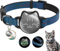 Waterproof Airtag Cat Collar, Breakaway Cat Airtag Collar with Luminous & Reflective Pattern Strap, Lightweight Kitten Collars for Apple Air tag, Hidden Holder for GPS Tracker - Cats, Kittens (9-13")