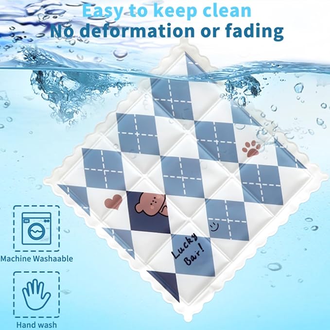 Dog Cooling Mat 13.7” x 13.7” Pet Summer Self-Cooling Pad for Dogs and Cats Non-Toxic Gel No Water or Electricity Needed Easy Washable