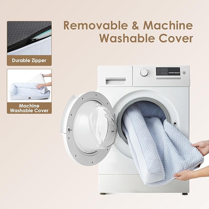 EHEYCIGA Memory Foam Dog Bed Large Size Dogs, Orthopedic Dog Bed Large with Washable Removable Cover, Waterproof Pet Sofa Couch with Nonskid Bottom, 36x27x6, Washblue