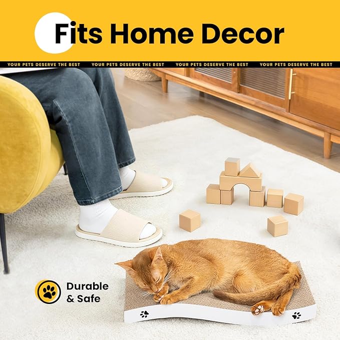 Cat Scratcher, Durable Scratch Pad, Corrugated Cardboard Scratching Board for Indoor Cats, Heavy Duty, Double-Sided Usability, Recyclable, with Catnip, Medium, 1 Pack