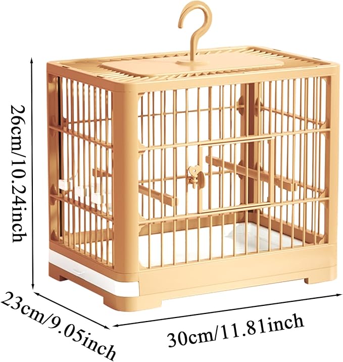 2025 New Carry Cage for Parakeet Portable 30x23x26cm Bird Travel Carrier Cage with Pull Out Tray Hook Handle Easy Transport Install for Various Birds Macaws Sparrow Conures Cockatiels