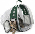 Cat Backpack Carrier, Back Expandable Pet Backpack with Bubble Window, Airline Approved Pet Travel Bag for Small/Medium Cats & Puppies, Hiking, Camping, Outdoor Use (Green)