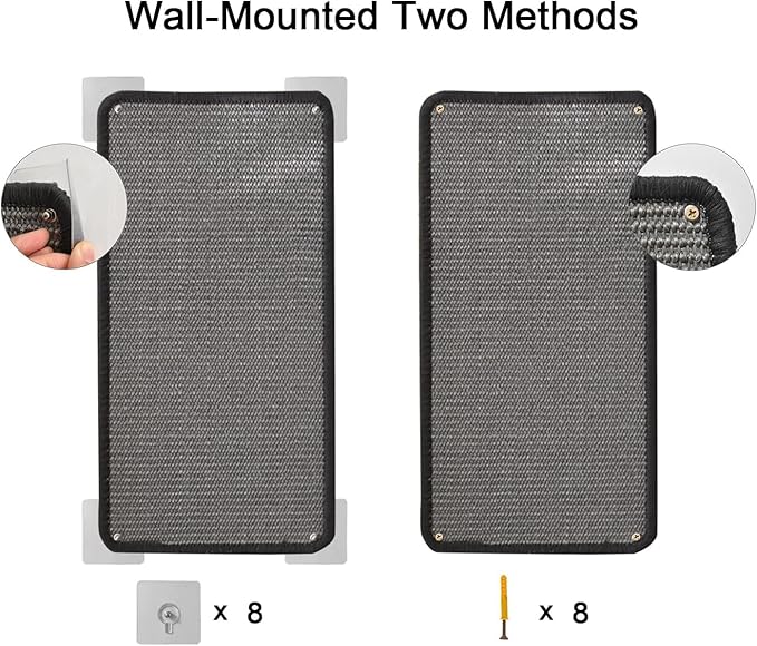 Self Adhesive Cat Scratching Mat,Wall Scratcher,Scratch Mat Cat Scratching Pad for Indoor Cats (Grey-2 Pack)