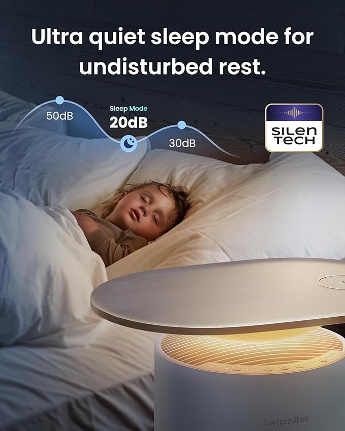 SwitchBot Air Purifier for Home Large Room up to 3620 ft², Pet Mode, Support Matter, 21dB, Washable Pre-filter, Aromatherapy, Works with Alexa, Google Home, Apple Home, Ideal for Odor, Dust & Pet Hair