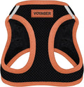 Best Pet Supplies - All Weather Mesh/Plush, Reflective, No Pull Harness for Small, Medium Dogs, Cats - Secure with Hook & Loop Fastener, Buckle, Double D-Rings - Black/Orange Trim, M