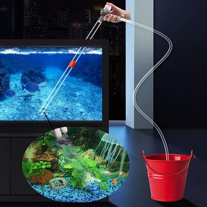 Aquarium Gravel Cleaner Siphon Fish Tank Vacuum Cleaner for Absorb Dirt Wash Sand Algae Scrapers Water Changer Gravel Washer for Fish Tank Cleaning Gravel and Sand (Normal Version)