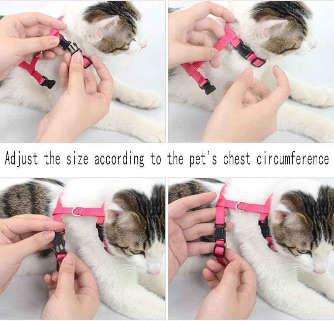 6 Pack Adjustable Cat Leash Harness Leash,Bunny Harness Leash for Pet Safety Walking Running Jogging,HarnessLeash for Bunny cat Puppy Kitten Ferret and Other Small Pet Animals