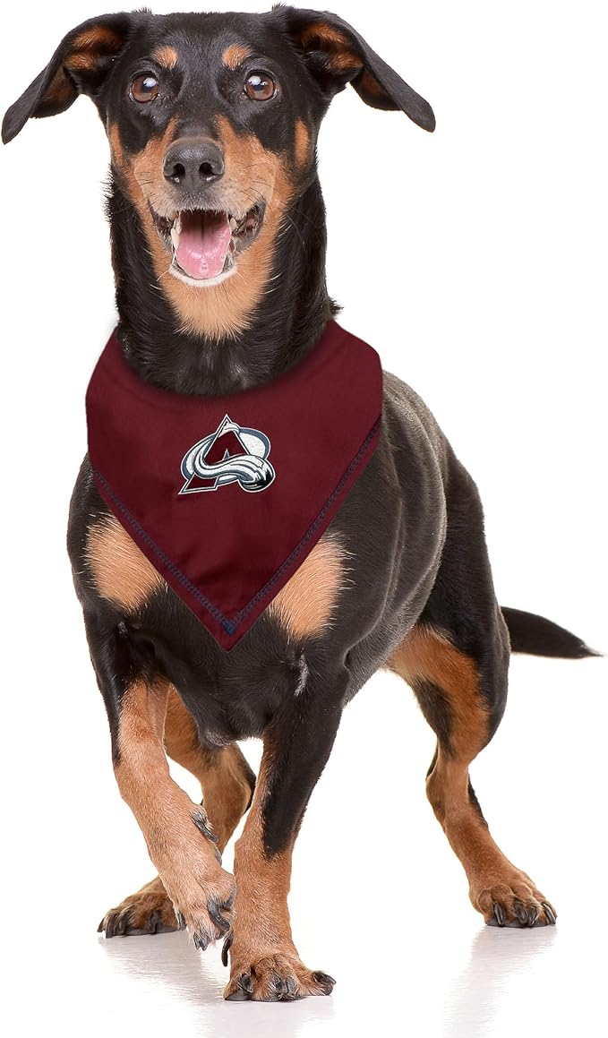 Pets First NHL Colorado Avalanche TIE Bandana, Size Small/Medium. Dog Bandana Scarf Bib for Pet Cat Dog. The Ultimate Game-Day, Party Bandana