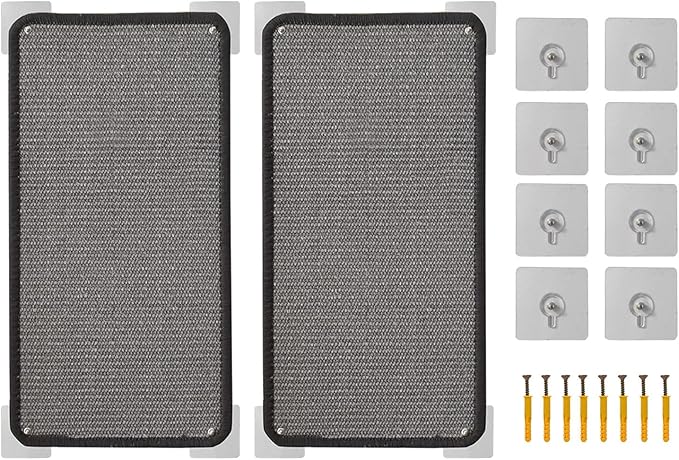 Self Adhesive Cat Scratching Mat,Wall Scratcher,Scratch Mat Cat Scratching Pad for Indoor Cats (Grey-2 Pack)