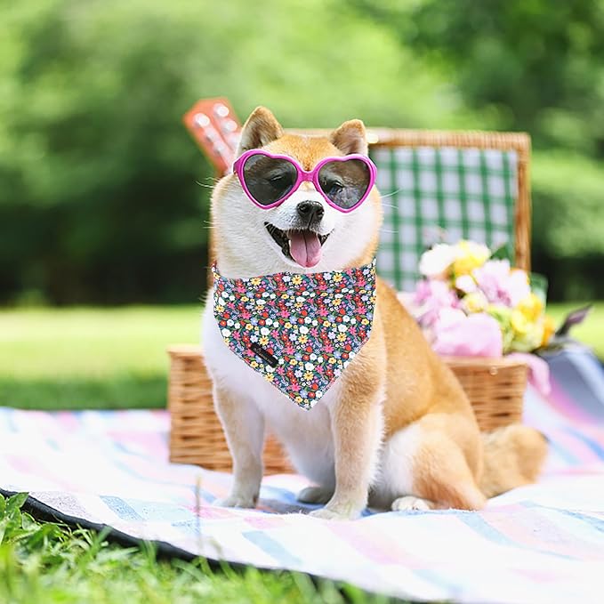 ARING PET Floral Dog Bandana, Spring Summer Colorful Flower Girl Pet Bandana Scarf Triangle Bibs for Puppy Small Medium Large Dogs-L