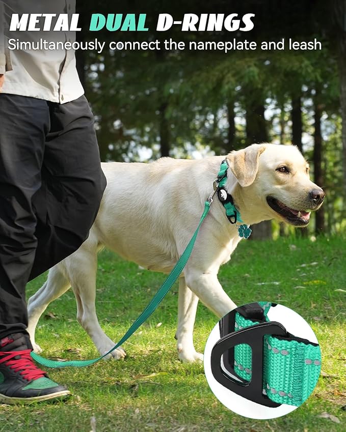 Joytale Airtag Dog Collar, Reflective Pet Collar with Waterproof AirTag Holder, Dual D-Rings, Soft Padded Adjustable for Small Dogs, Teal, S